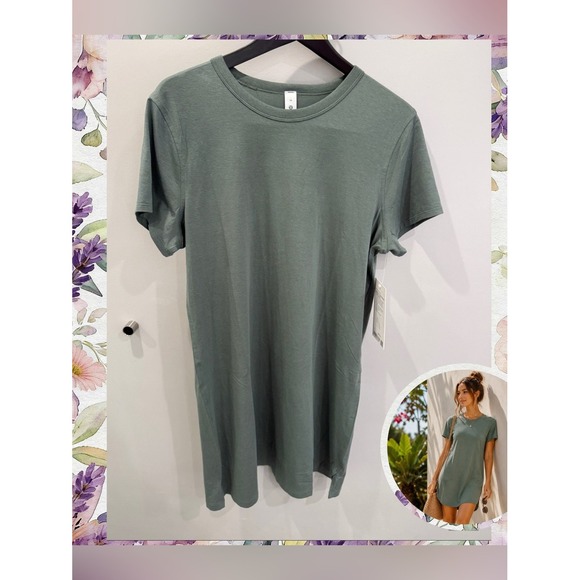 lululemon athletica Dresses & Skirts - Lululemon Classic-Fit Cotton T-Shirt Dress NWT grey eucalyptus Green Size 12